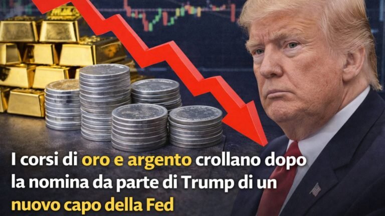 I corsi di oro e argento crollano dopo la nomina da parte di Trump di un nuovo capo della Fed