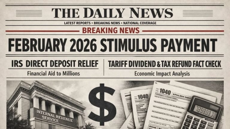 Stimulus payment February 2026, IRS direct deposit relief, tariff dividend & tax refund fact check